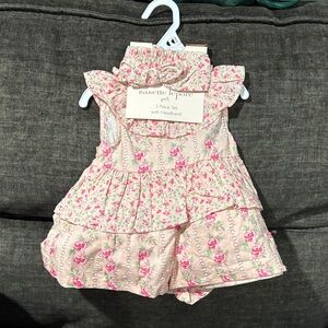 Nanette Lepore Pink Floral Ruffle Dress Set